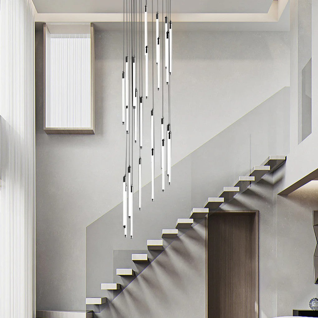 Contemporary Staircase Chandelier Spiral Tube Ceiling Light