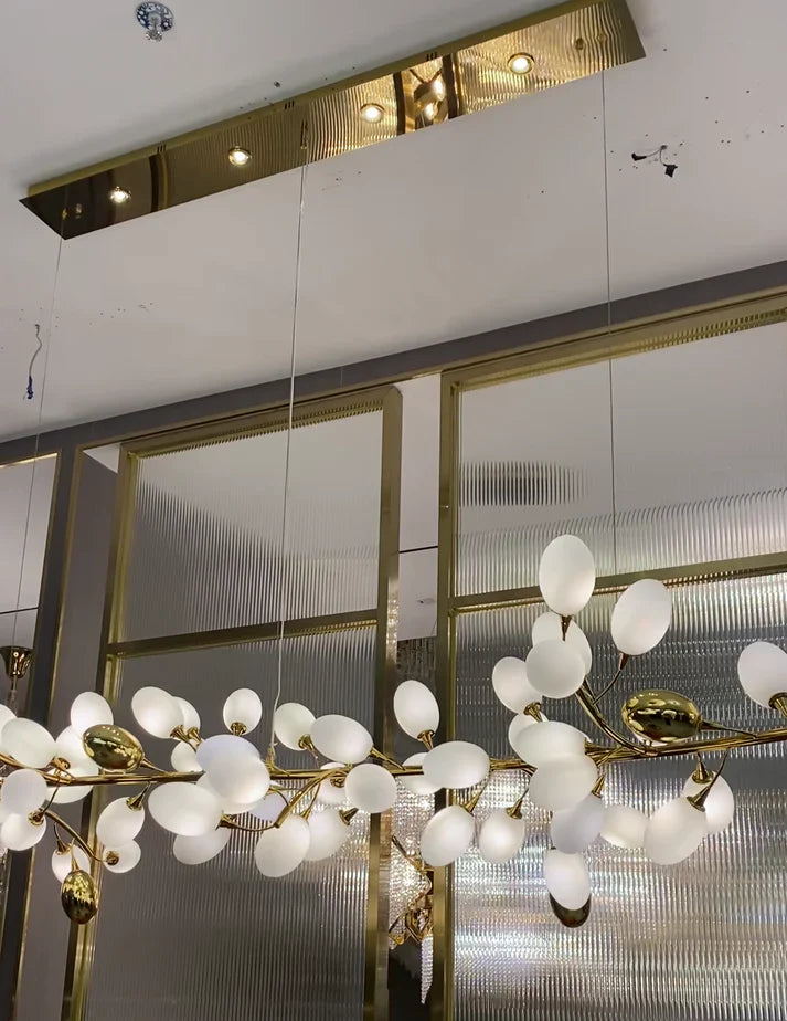 Creative Art Grape Chandelier Pure White Nordic Ring and Linear Design