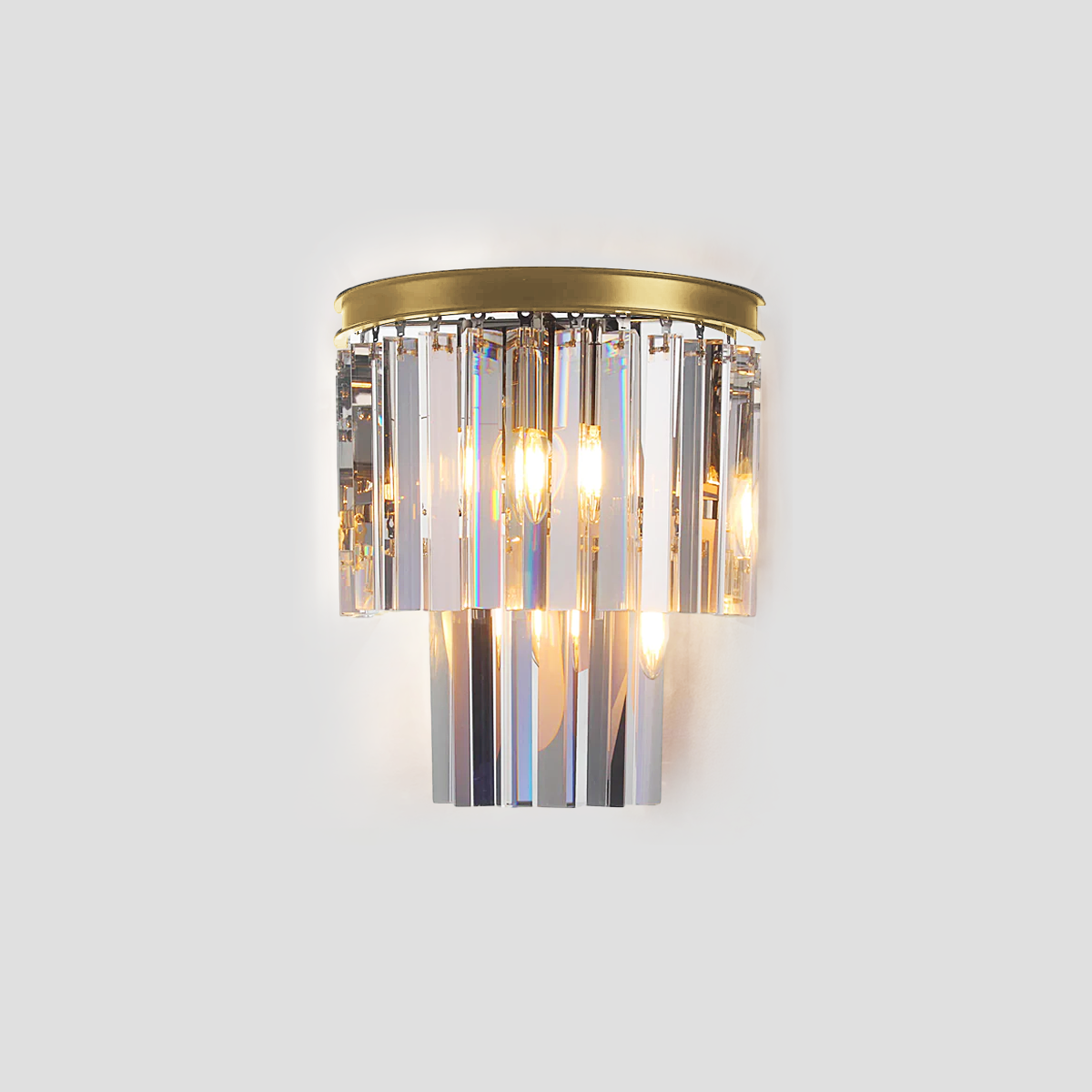 Della Tedem 2-Tier Crystal Semi-Round Sconce