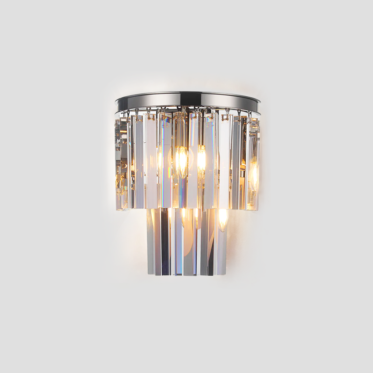 Della Tedem 2-Tier Crystal Semi-Round Sconce