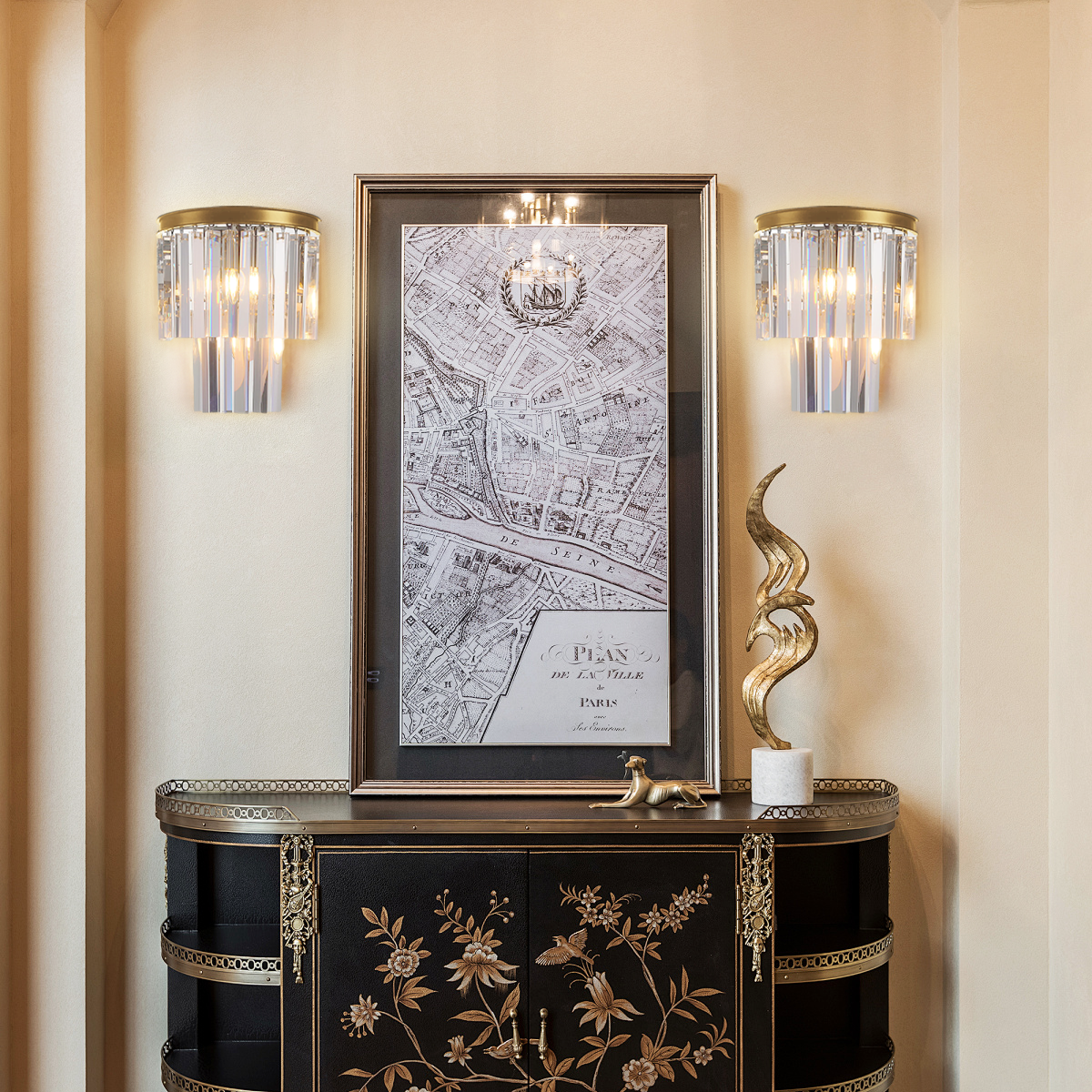 Della Tedem 2-Tier Crystal Semi-Round Sconce