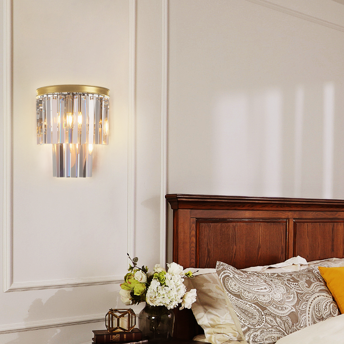 Della Tedem 2-Tier Crystal Semi-Round Sconce