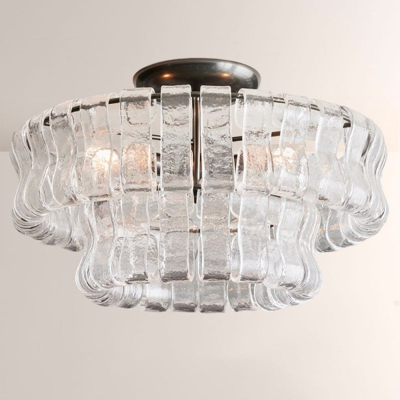 Elleson 2-Tier Glass Round Flush Mount 18"D
