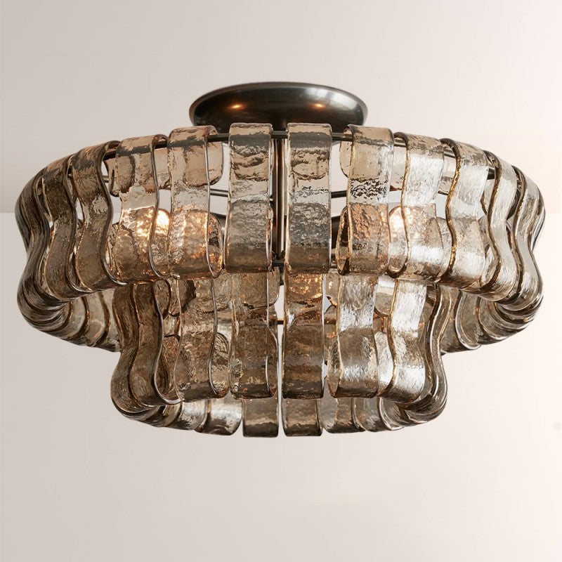 Elleson 2-Tier Glass Round Flush Mount 18"D