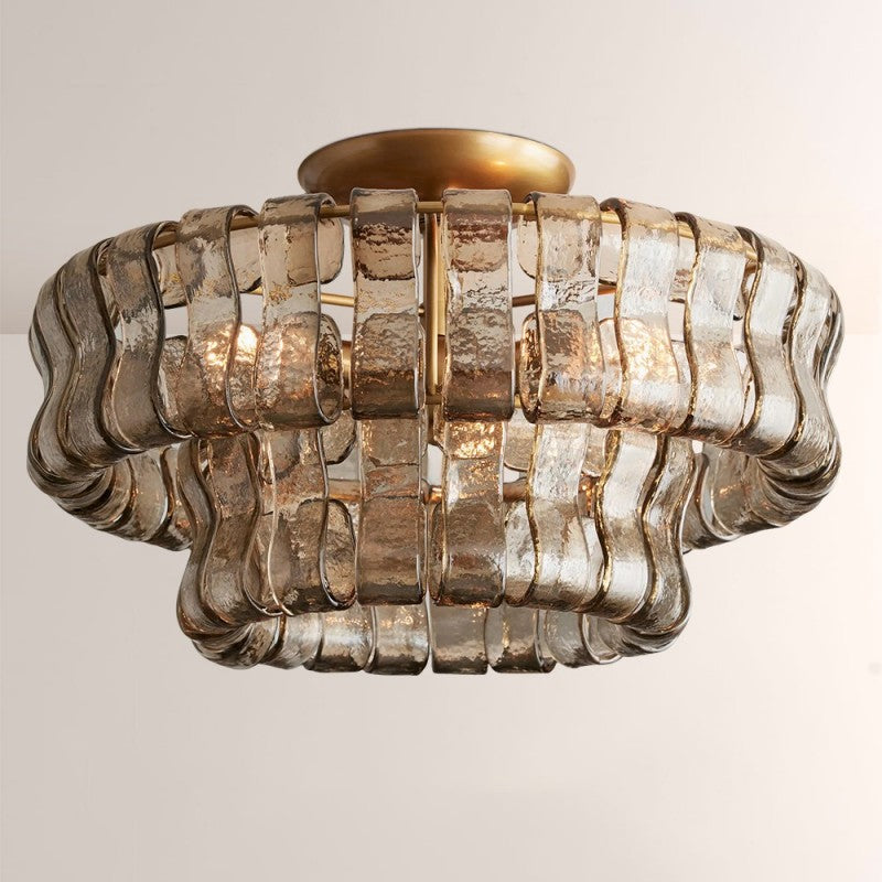 Elleson 2-Tier Glass Round Flush Mount 18"D