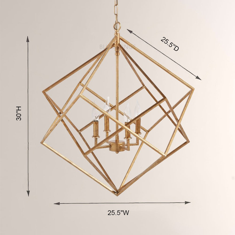 Geosu Metal Four-Light Chandelier 30"