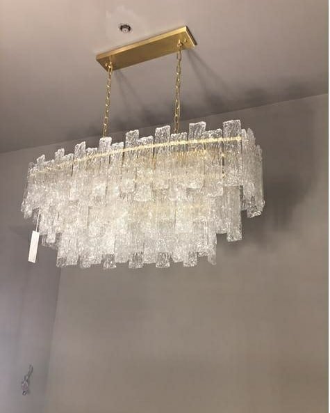 Hiofy Layered Rectangle Glass Chandelier