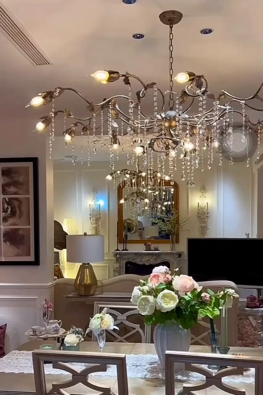 Kalie Crystal Round Chandelier  40" D- Silver