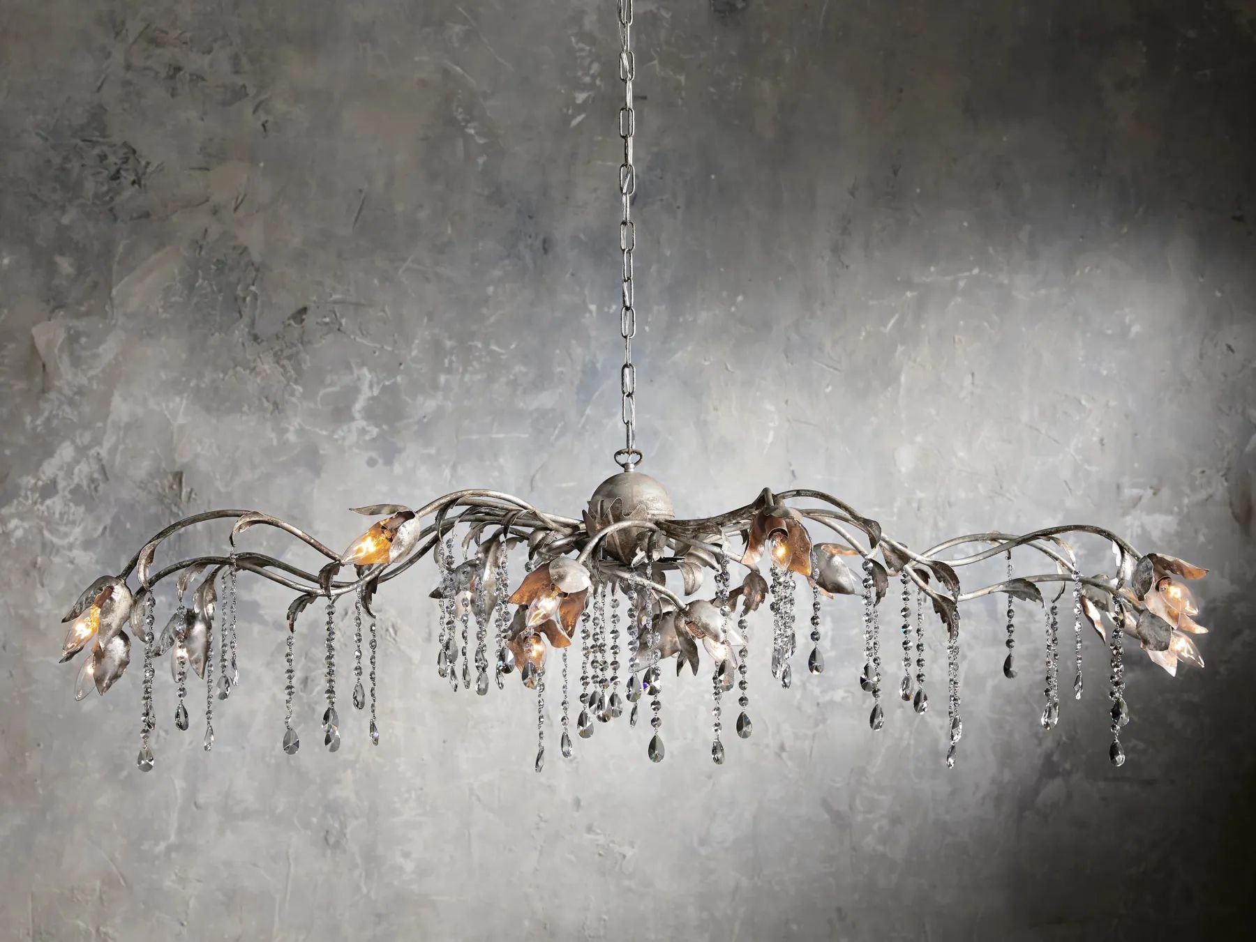 Kalie Crystal Rectangular Chandelier 61"  71“ - Silver