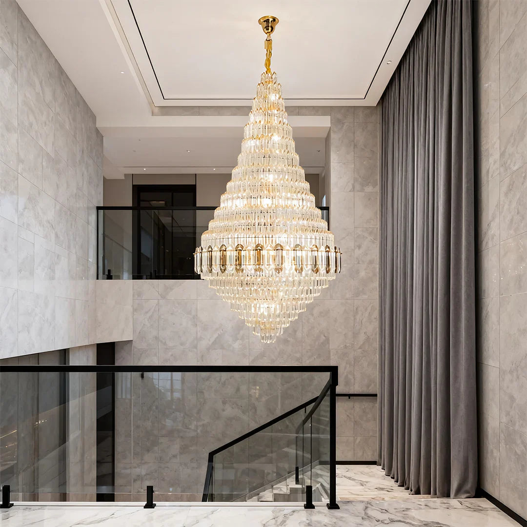 Large Gold Chandelier Luxury Art Glass