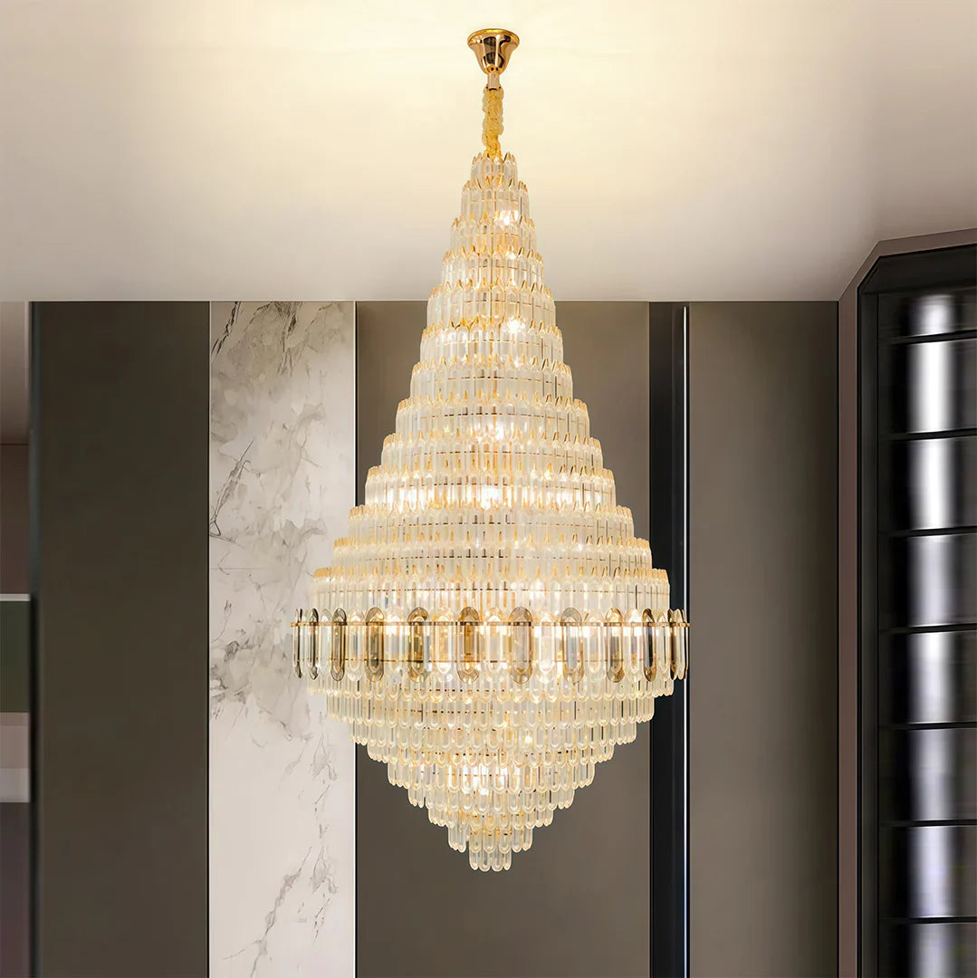 Large Gold Chandelier Luxury Art Glass