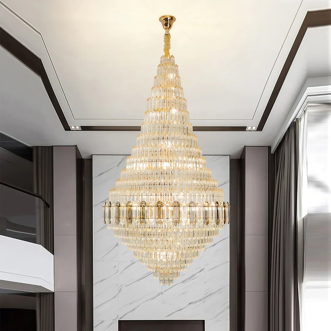 Large Gold Chandelier Luxury Art Glass