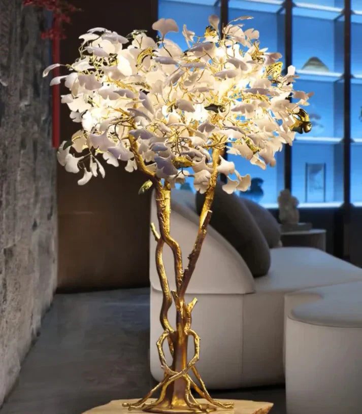 Luxury Creative Ceramic Ginkgo Floor Lamp