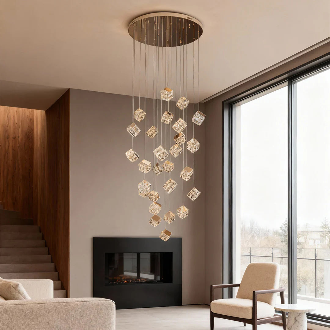 Magic Cube Crystal Staircase Chandelier