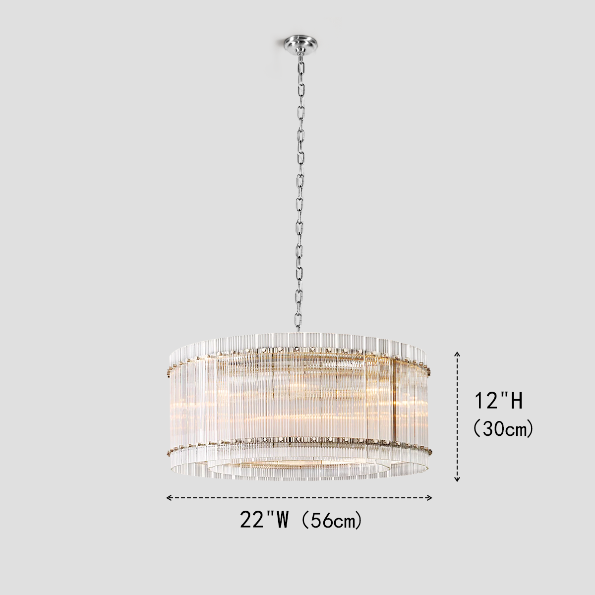 Mervice Round Ribbed Glass Chandelier