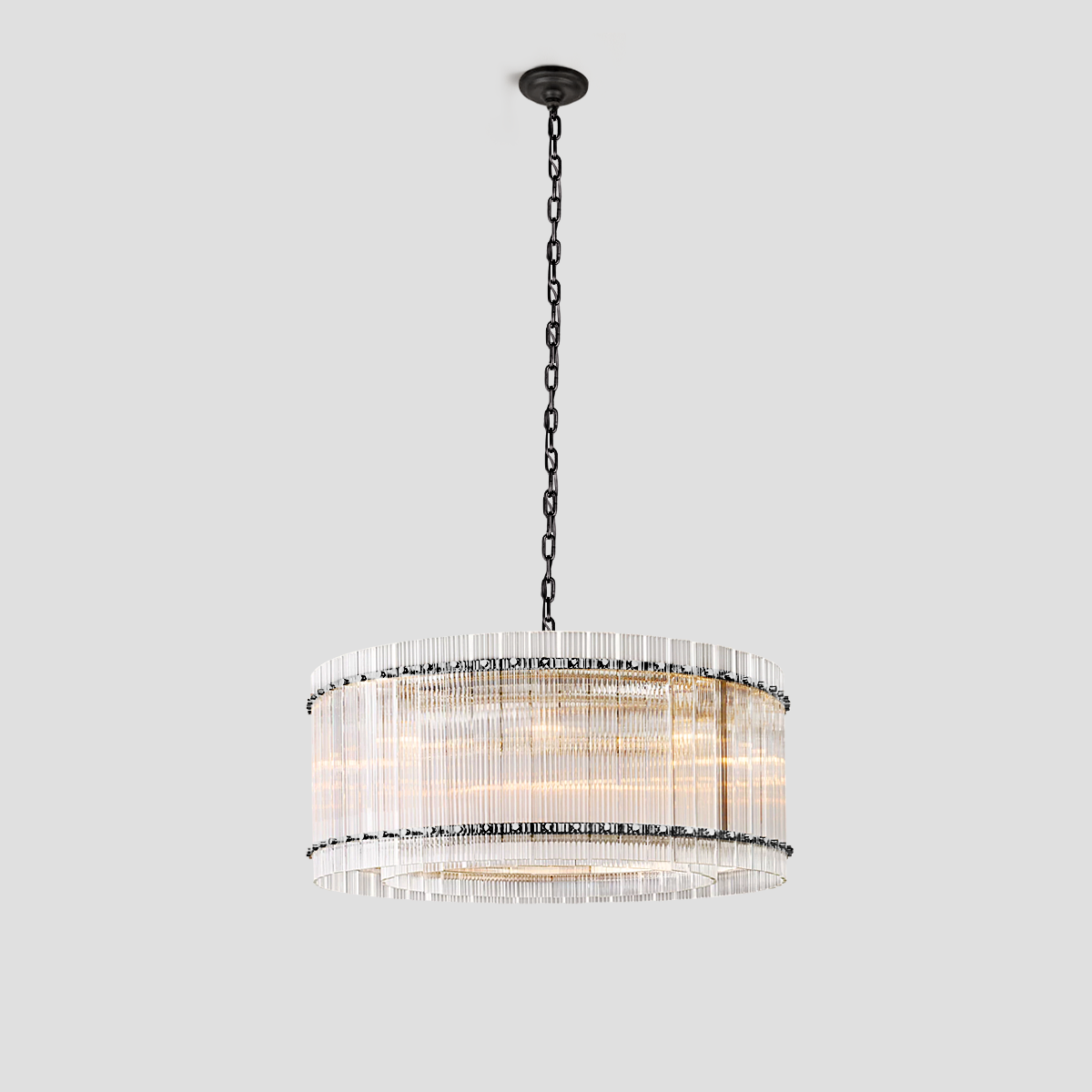 Mervice Round Ribbed Glass Chandelier