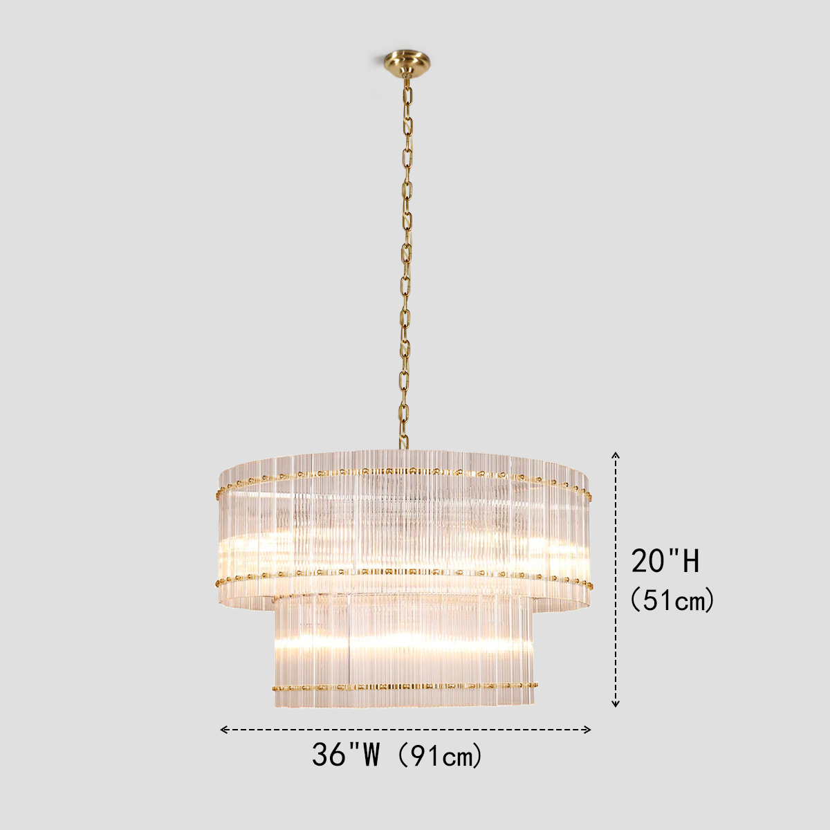 Mervice Round Ribbed Glass Chandelier