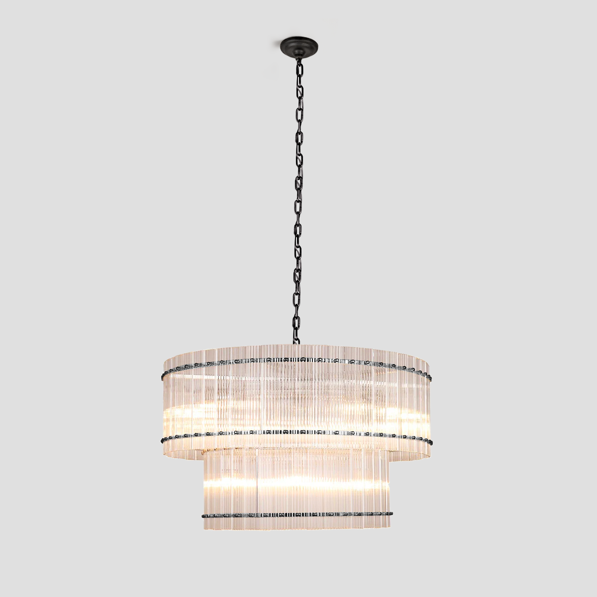 Mervice Round Ribbed Glass Chandelier