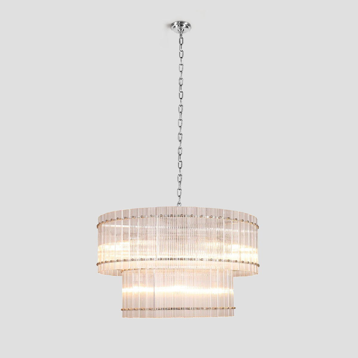 Mervice Round Ribbed Glass Chandelier