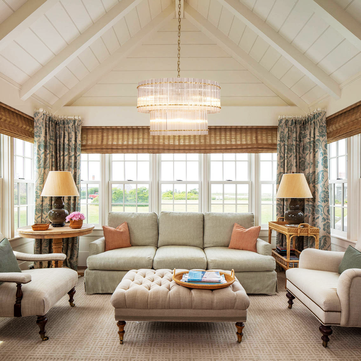 Mervice Round Ribbed Glass Chandelier