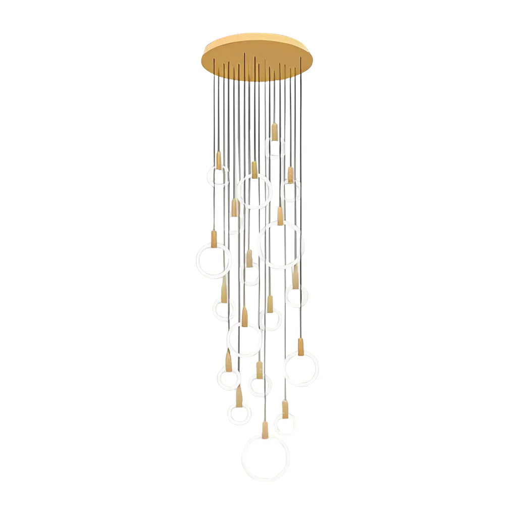 Minimalist Rings Stepless Dimming LED Nordic Duplex Stair Chandelier