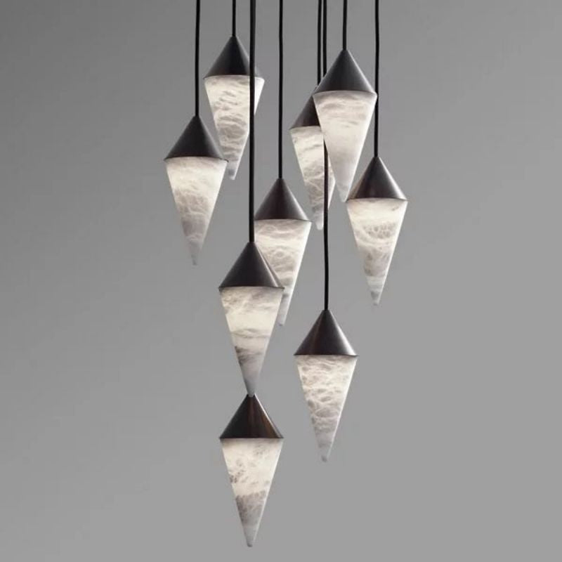 Modern Alabaster Cone Cluster Pendant
