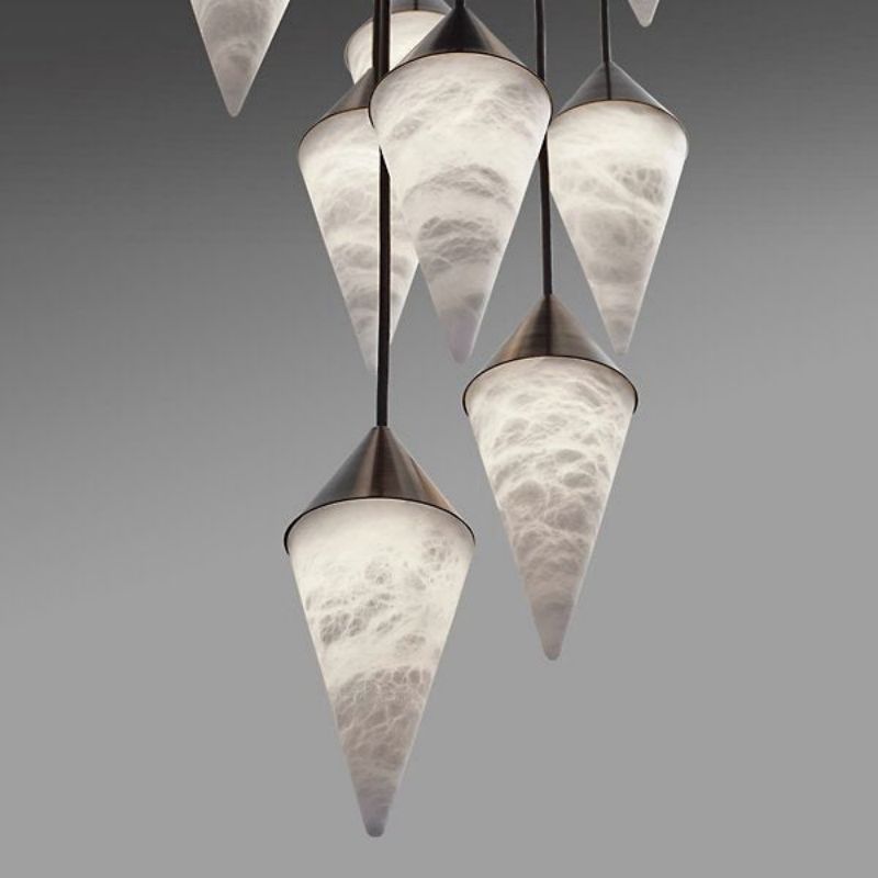Modern Alabaster Cone Cluster Pendant