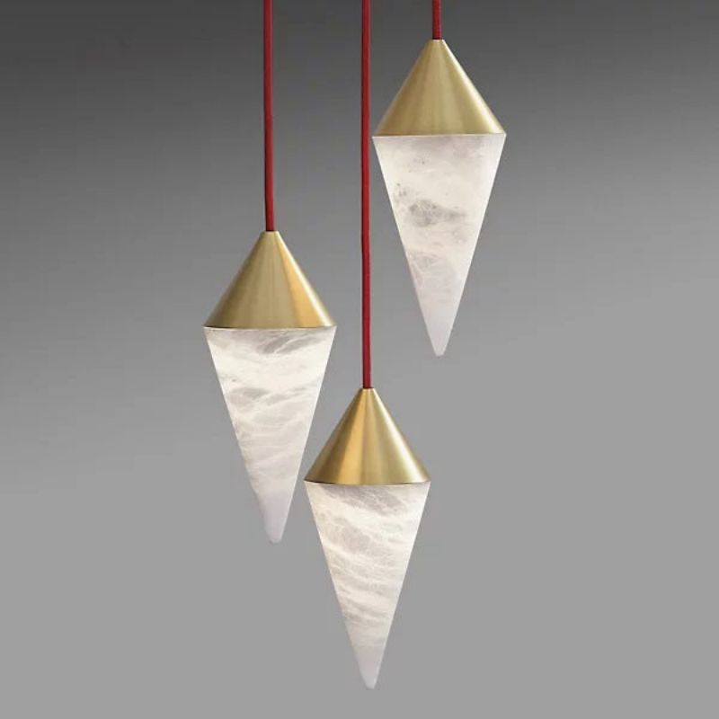 Modern Alabaster Cone Cluster Pendant