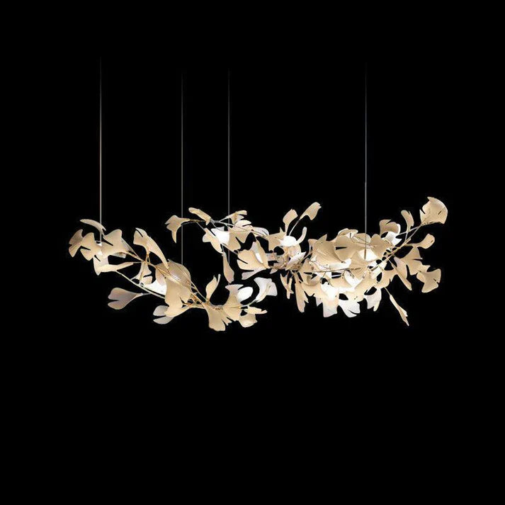 Modern Creative Ginkgo Ceramic Linear Chandelier