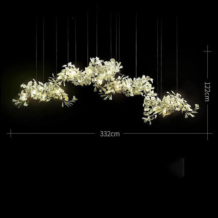 Modern Creative Ginkgo Ceramic Linear Chandelier