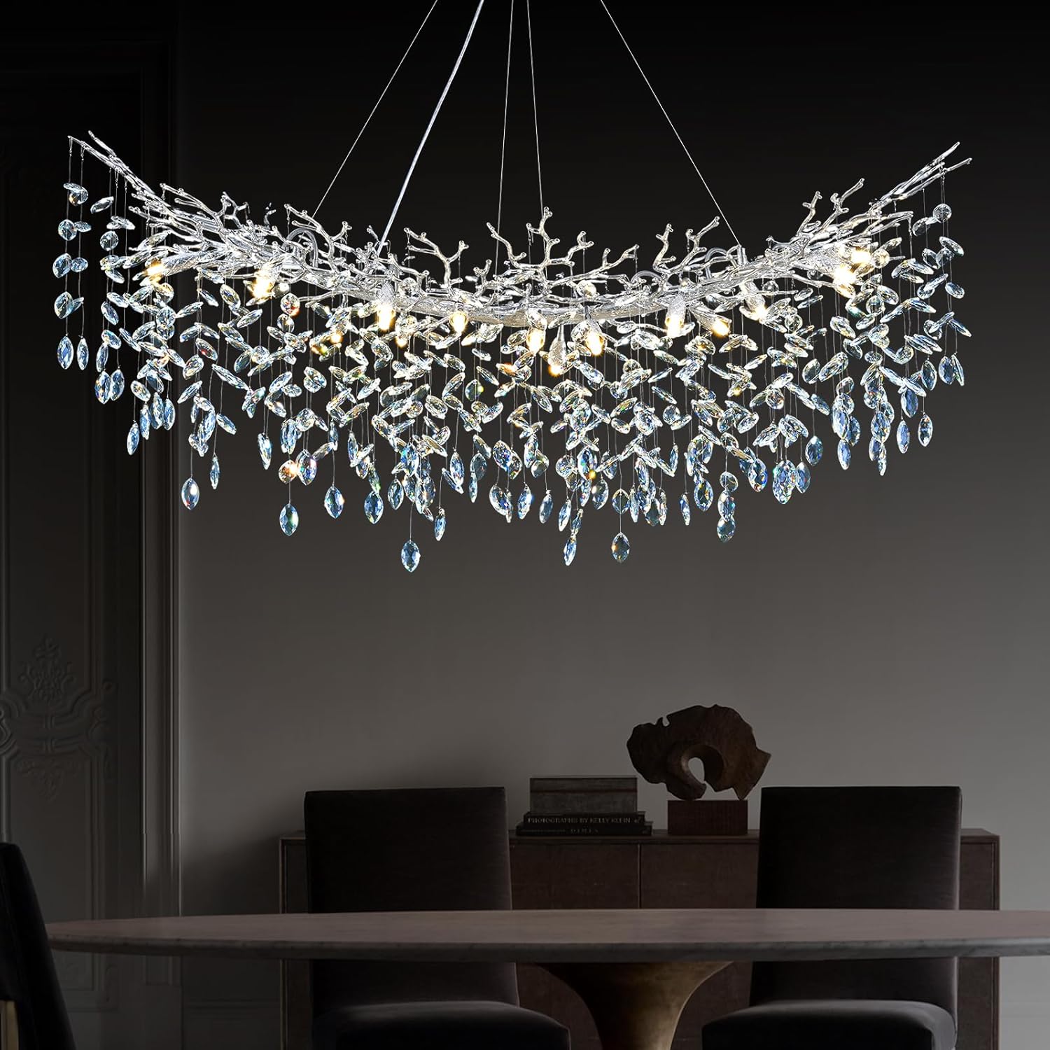 Modern Crystal Tree Branch Round Chandelier for All Rooms 30" 40" 48"