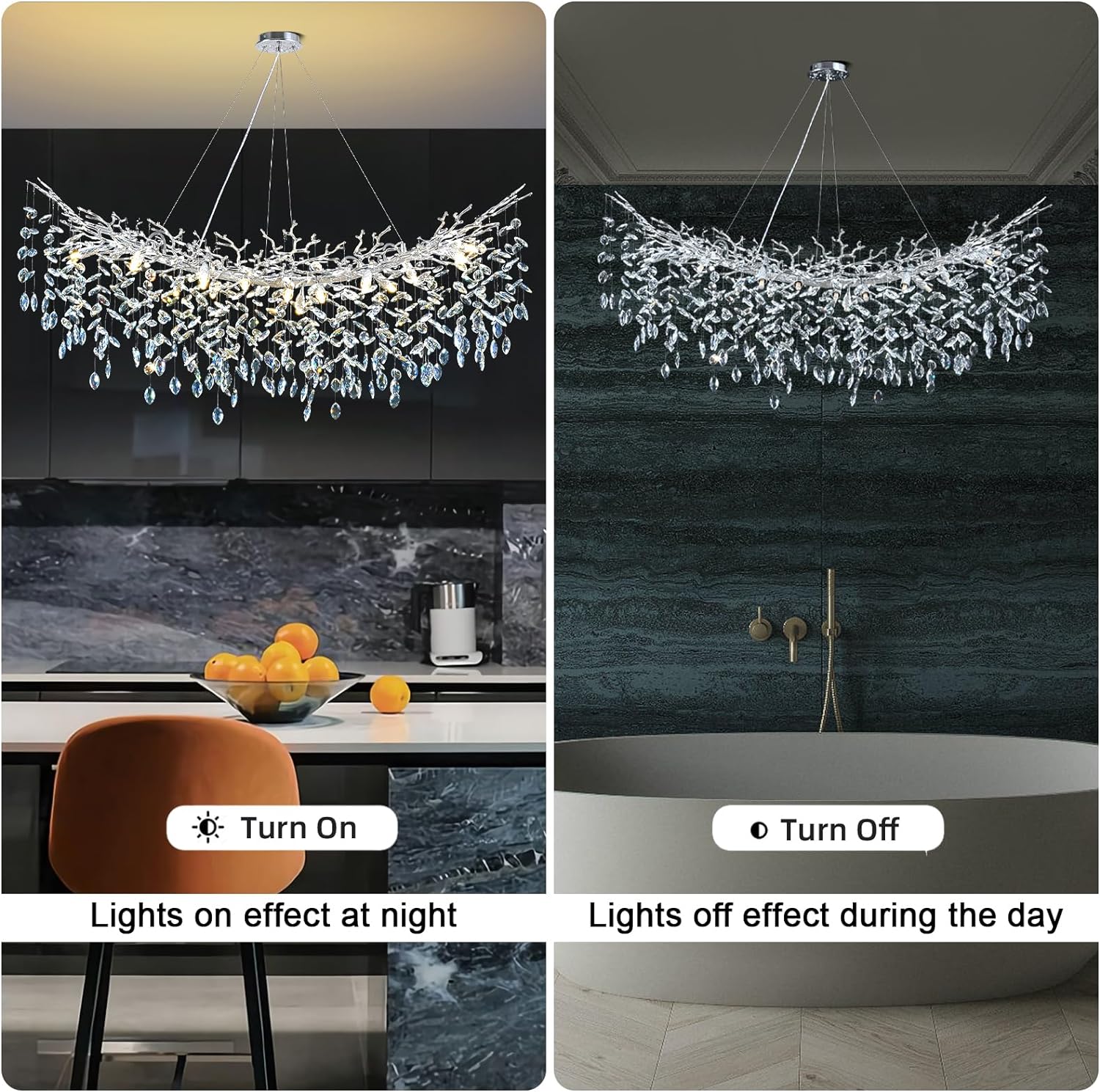 Modern Crystal Tree Branch Round Chandelier for All Rooms 30" 40" 48"