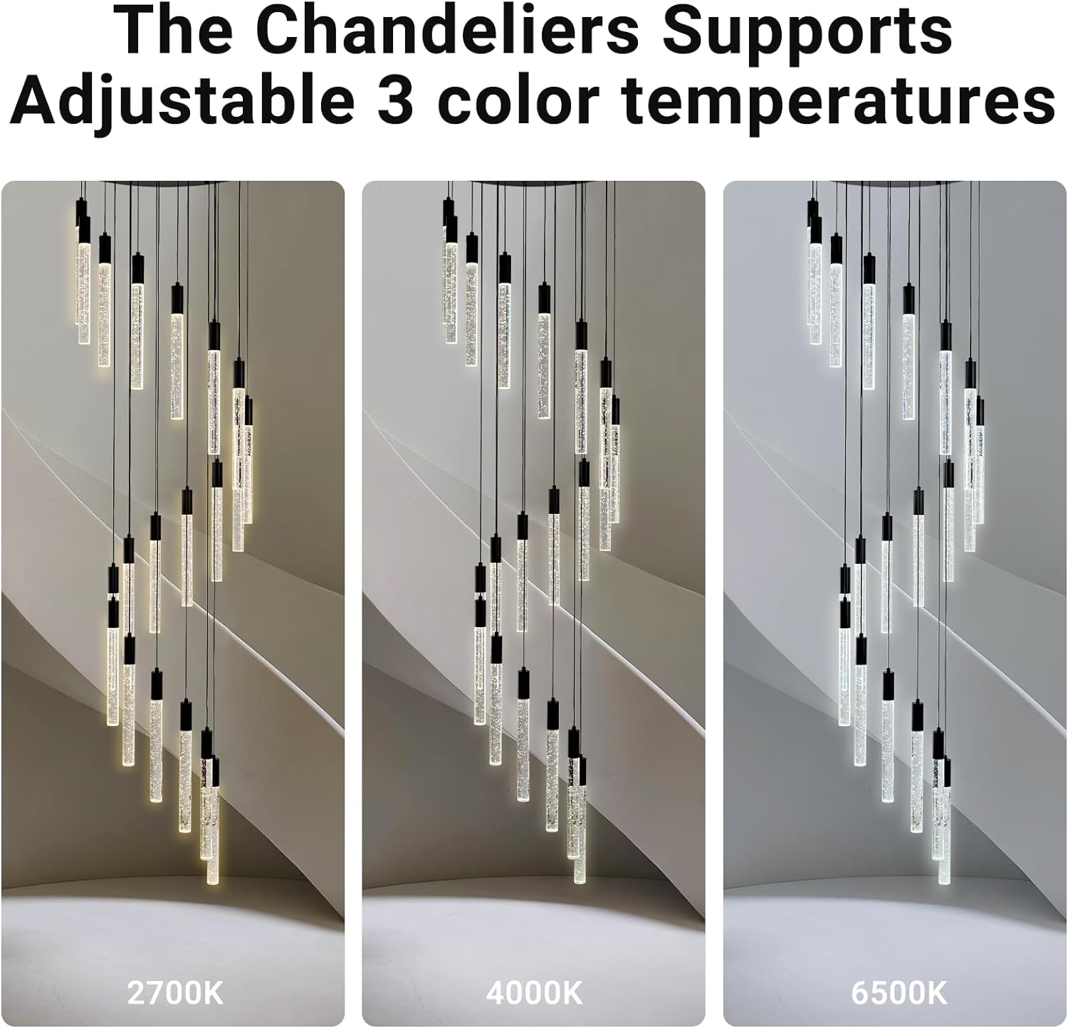 Modern LED High Ceiling Chandelier 20-Light 