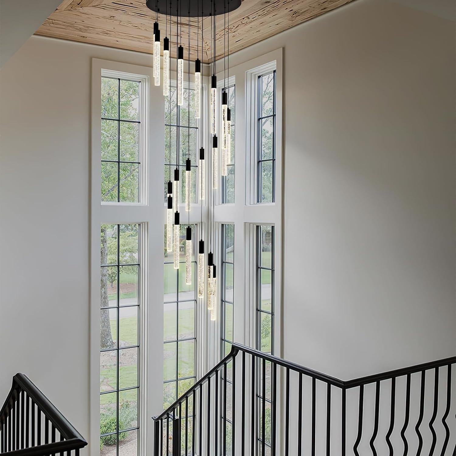 Modern LED High Ceiling Chandelier 20-Light 