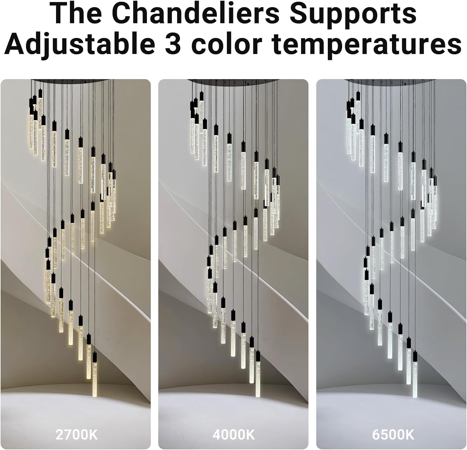 Modern LED High Ceiling Chandelier 20-Light 