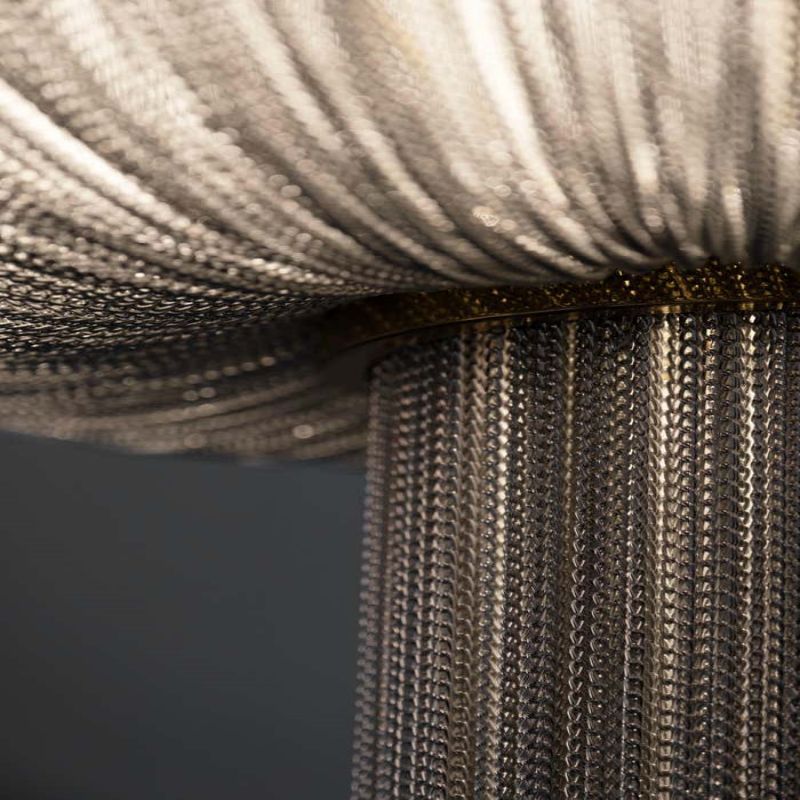 Modern Oak Aluminium Chain Chandelier