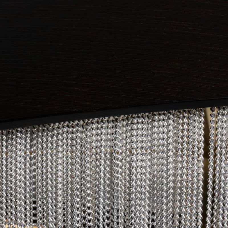 Modern Oak Aluminium Chain Chandelier