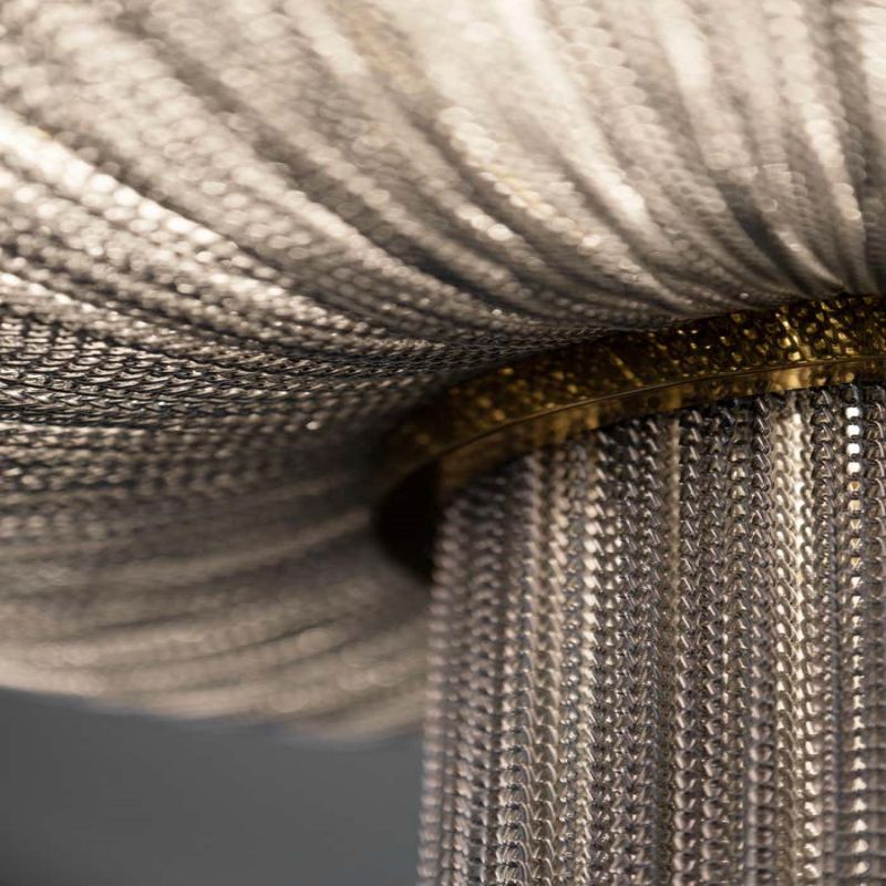 Modern Oak Aluminium Chain Chandelier