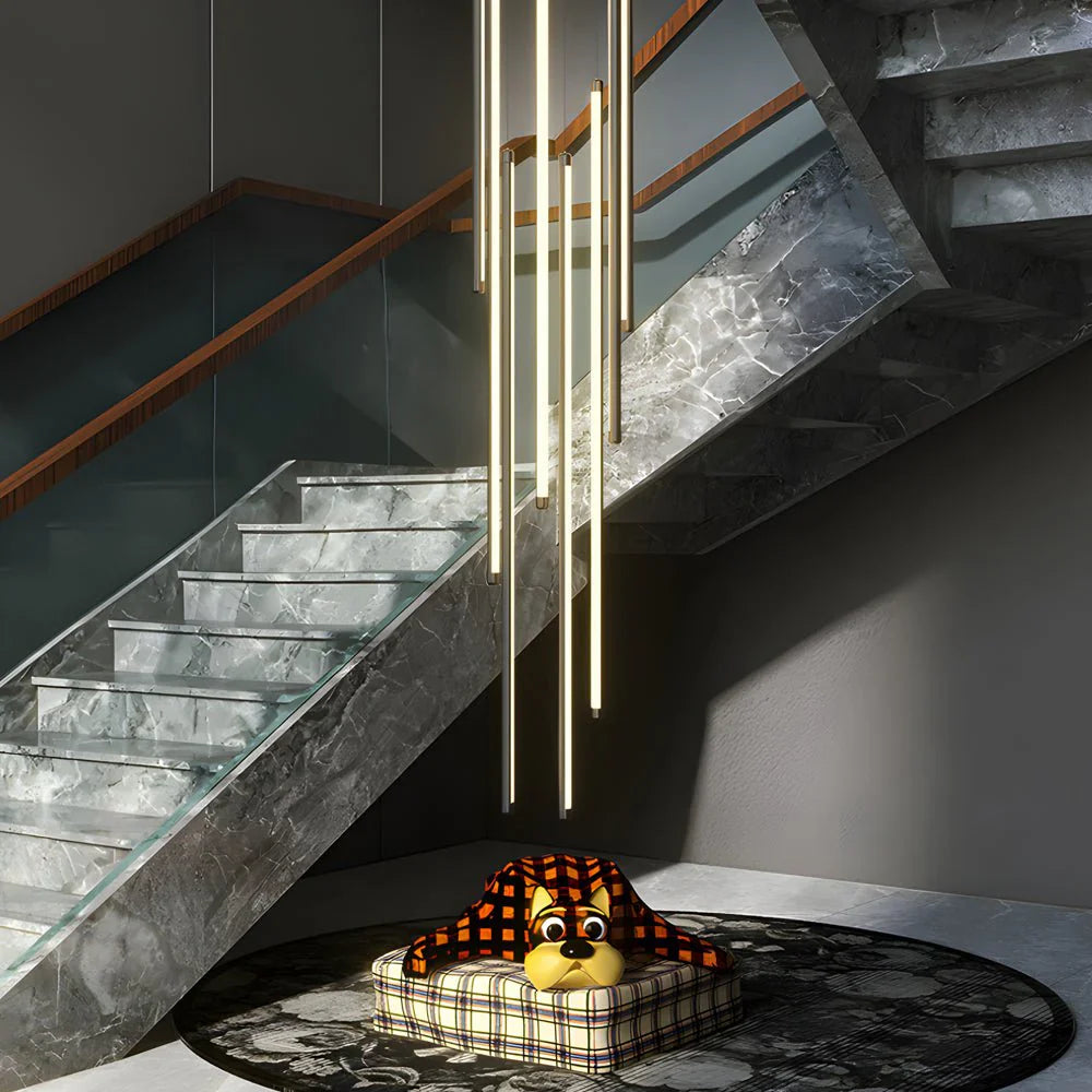 Modern Spiral Multi-Strip Chandelier