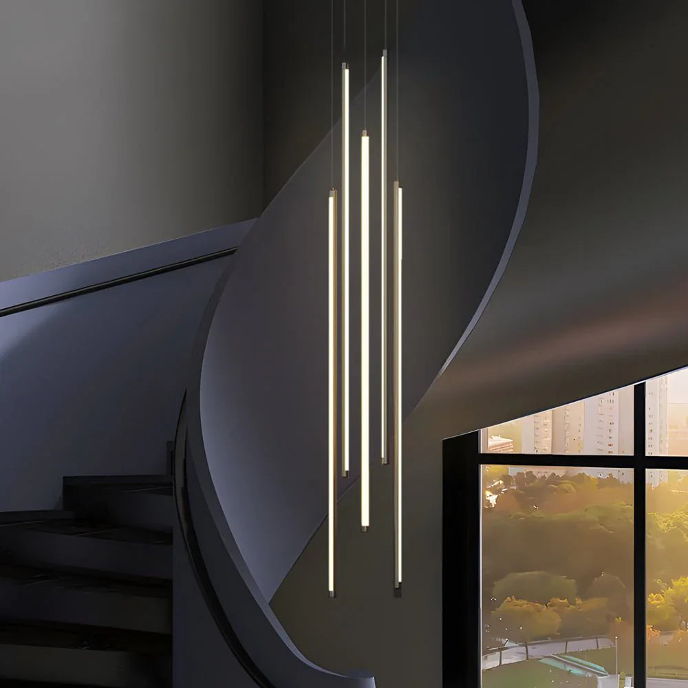 Modern Spiral Multi-Strip Chandelier