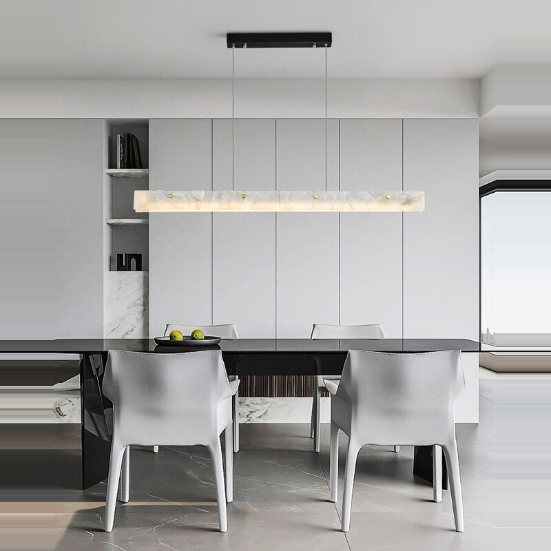 Natural Alabaster Kitchen Island Pendant 60"W