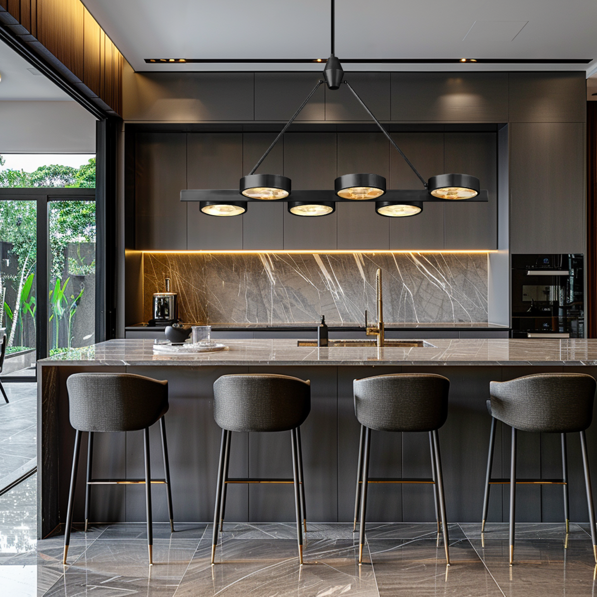 Niko Linear Brass Crystal Chandelier