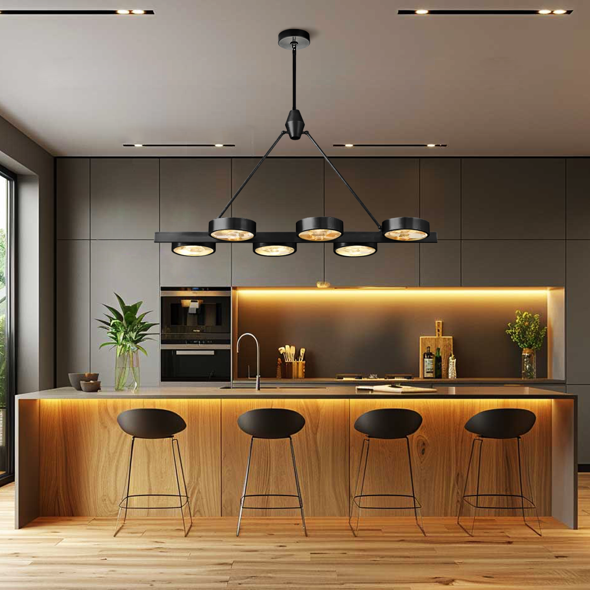 Niko Linear Brass Crystal Chandelier