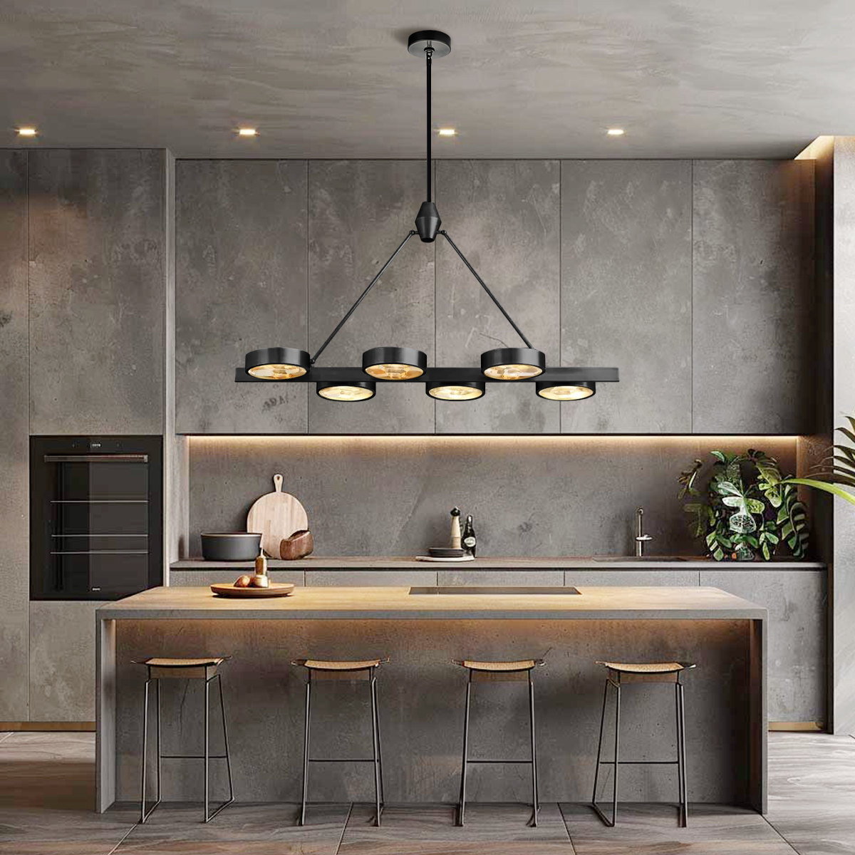 Niko Linear Brass Crystal Chandelier