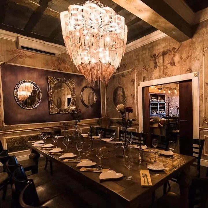 Oversized Post-Modern Aluminium Chain Tassel Chandelier