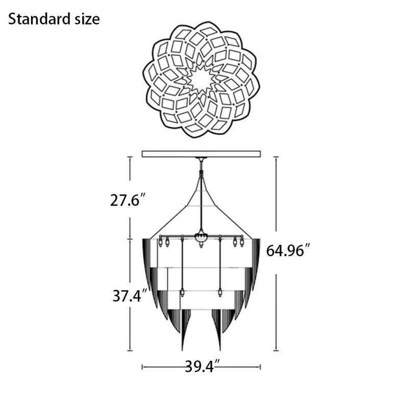 Oversized Post-Modern Aluminium Chain Tassel Chandelier
