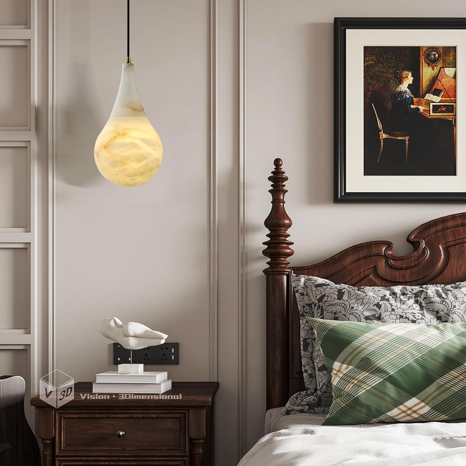 Raindrop Type Alabaster Marble Modern Pendant for All Scene