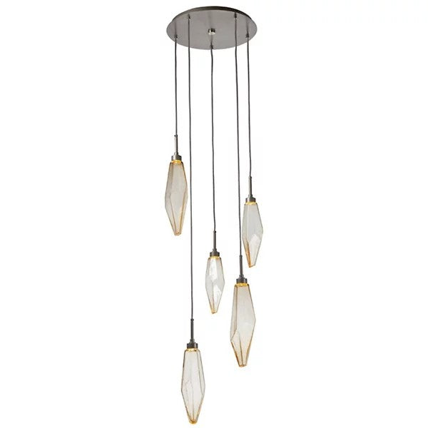 Rock Crystal Round Multi Light LED Pendant
