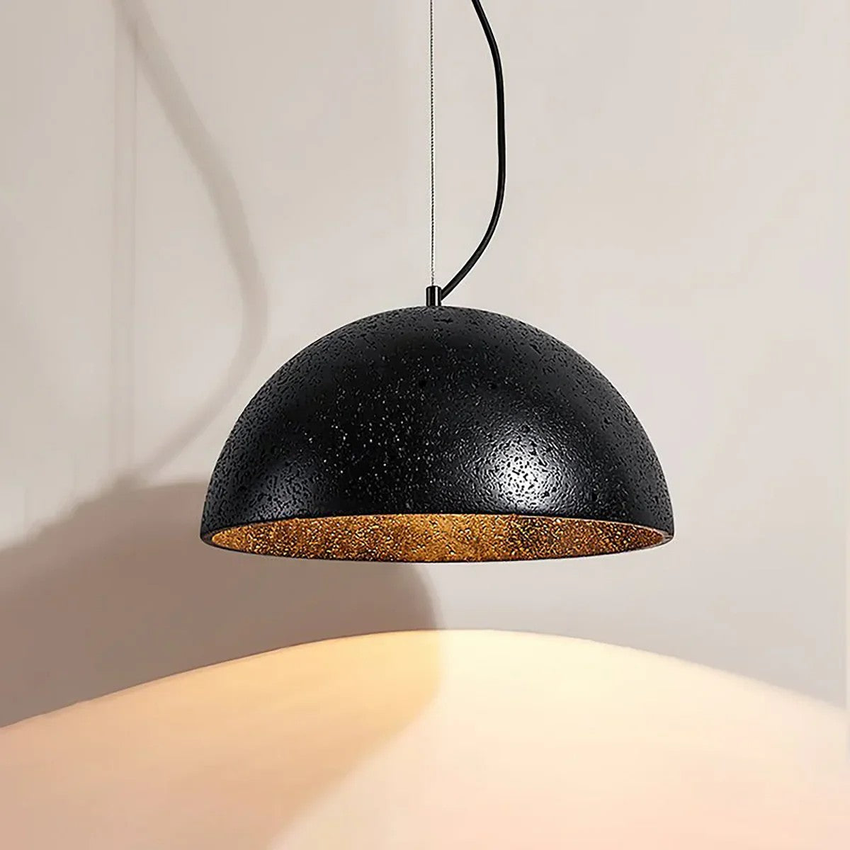 Semicircular Travertine Crescent Glow Pendant Lamp