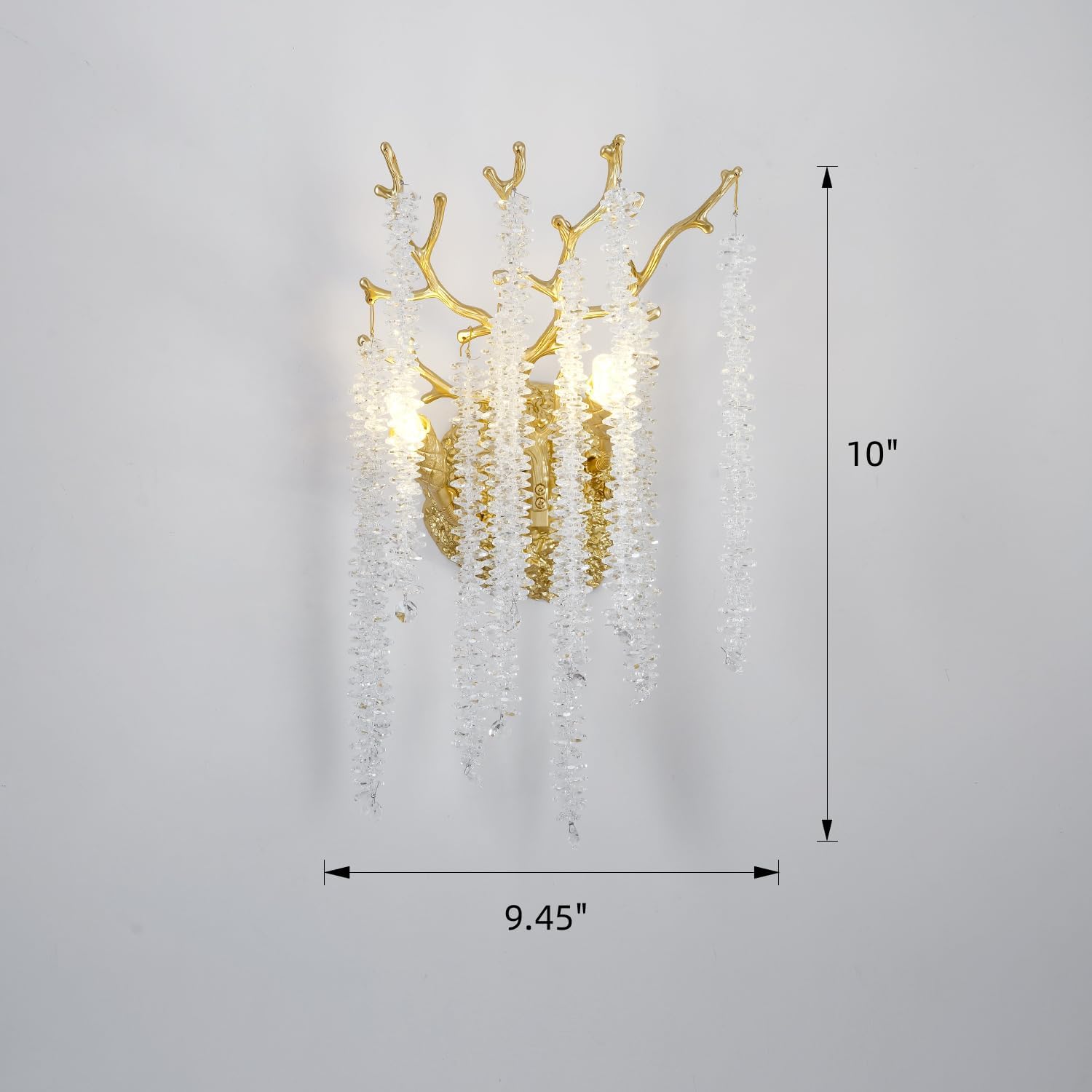 Snow Tree Crystal Gold Wall Sconce 10"H